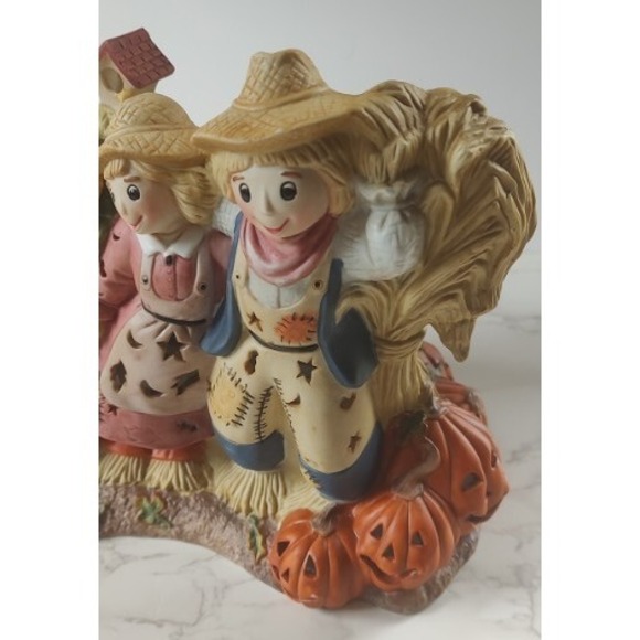 Partylite Scarecrow Family Tealight Holder Pumpkins Halloween Fall Decor P7323 - Picture 2 of 5